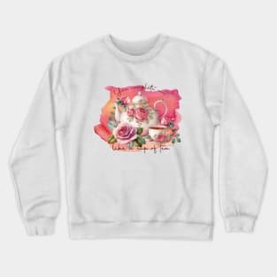 Floral Romantic Tea Pot And Cup Crewneck Sweatshirt